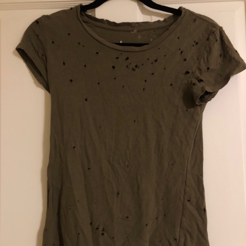 Distressed olive green shirt